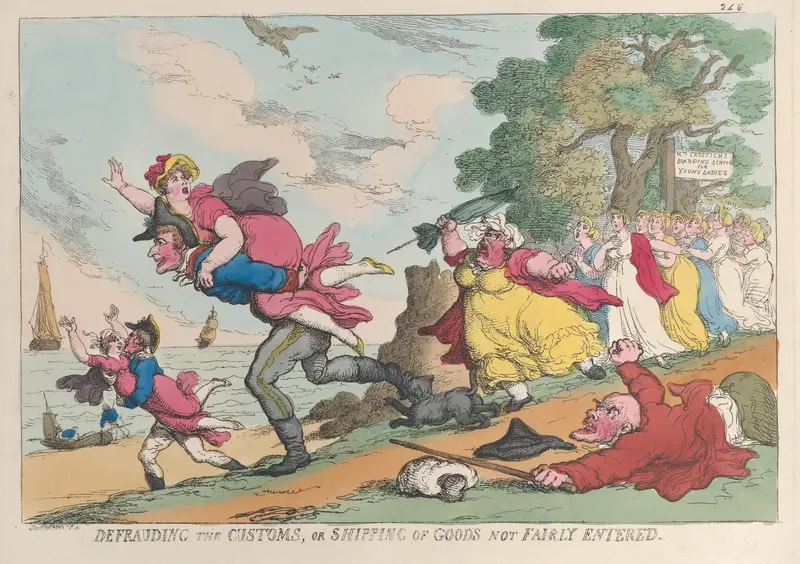 Defrauding the Customs, or Shipping the Goods Not Fairly Entered Wall Art by Thomas Rowlandson - High-Resolution Digital Print