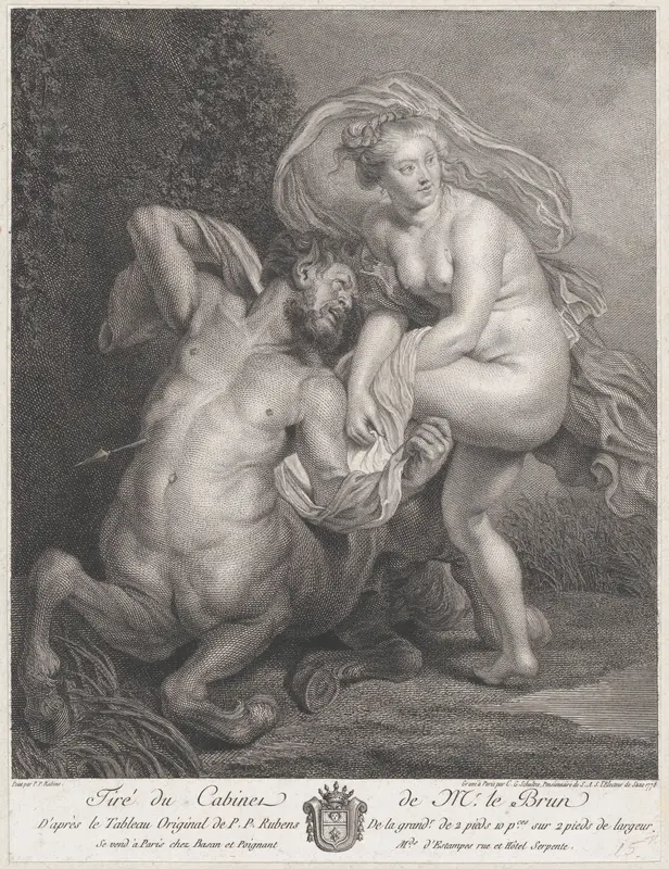 Deianeira receiving the poisoned tunic from Nessus, and the wounded centaur falling to the ground at left Wall Art by Christian Gottfried Schultze - High-Resolution Digital Print
