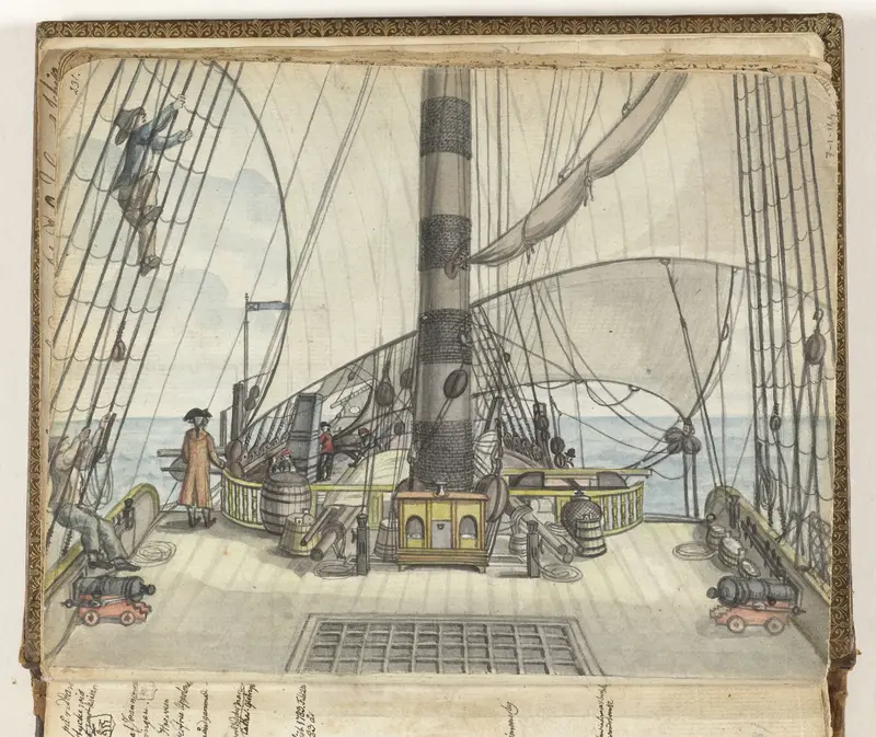 Dekzicht van een VOC-schip naar de grote mast Wall Art by Jan Brandes - High-Resolution Digital Print