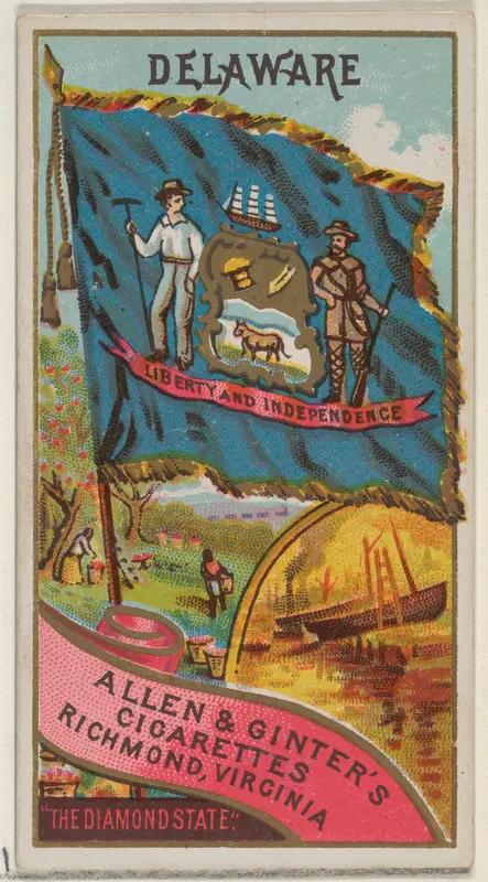 Delaware, from Flags of the States and Territories (N11) for Allen & Ginter Cigarettes Brands Wall Art by Allen & Ginter - High-Resolution Digital Print