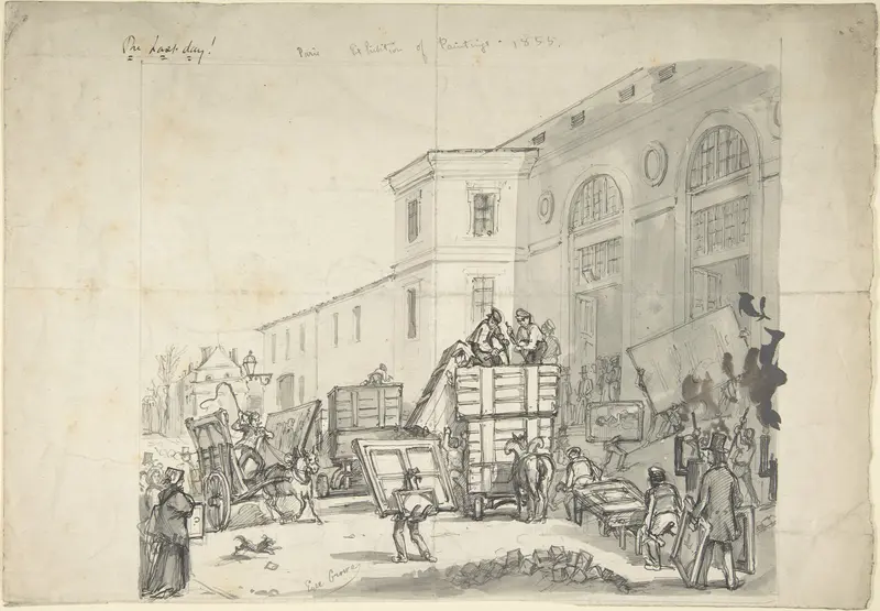 Delivery Entrance of Palais des Beaux Arts at the Exposition Universelle of 1855 Wall Art by Eyre Crowe - High-Resolution Digital Print