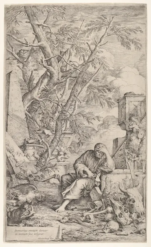 Democritus in Meditation Wall Art by Salvator Rosa - High-Resolution Digital Print