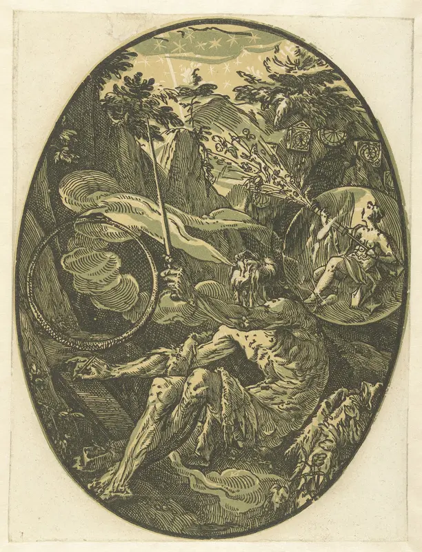 Demogorgon in de Grot van de Eeuwigheid Wall Art by Hendrick Goltzius - High-Resolution Digital Print