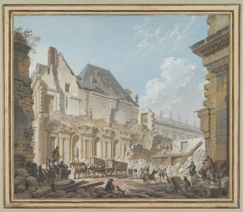 Demolition of the Old Vestibule of the Palais-Royal, Paris Wall Art by Pierre Antoine Demachy - High-Resolution Digital Print