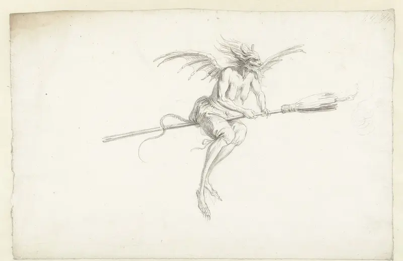 Demonic Creature on a Broom Wall Art by Unknown - High-Resolution Digital Print