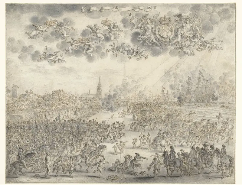 Departure of Charles II from Scheveningen Wall Art by Adriaen Pietersz van de Venne - High-Resolution Digital Print
