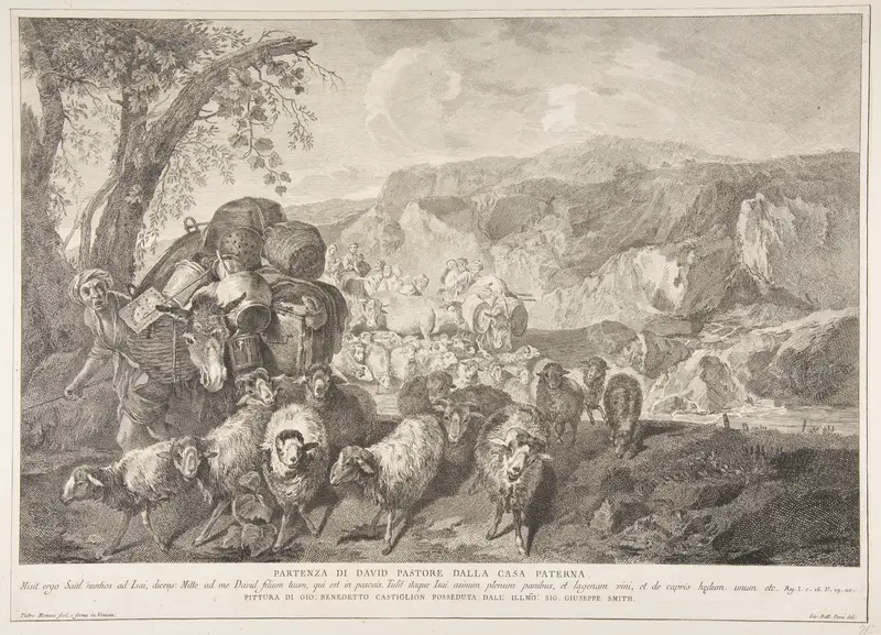 Departure of David the Shepherd from the House of His Father (Partenza di David pastore dalla casa paterna) Wall Art by Pietro Monaco - High-Resolution Digital Print