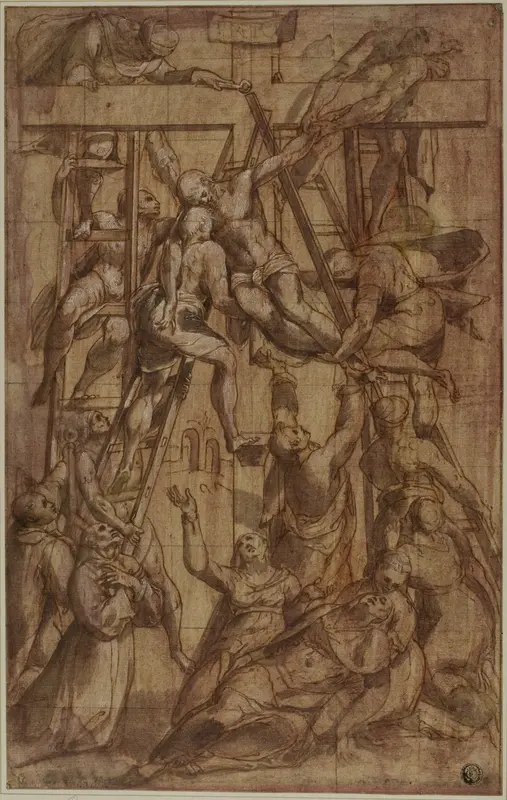 Deposition, with Saint Francis of Assisi and Another Male Saint (Stephen?) Wall Art by Simone de Magistris - High-Resolution Digital Print
