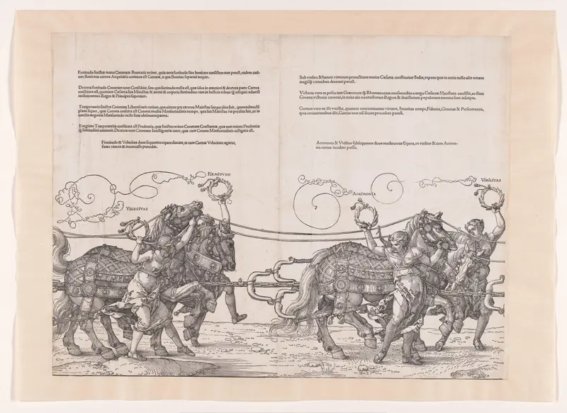 Derde en vierde span paarden met allegorieën Wall Art by Albrecht Dürer - High-Resolution Digital Print