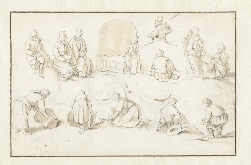 Dertien personen, zittend of werkend Wall Art by Herman Saftleven - High-Resolution Digital Print