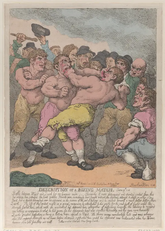 Description of a Boxing Match between Ward and Quirk for 100 Guineas a side Wall Art by Thomas Rowlandson - High-Resolution Digital Print