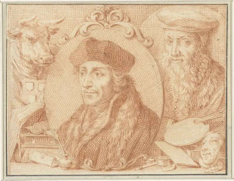Desiderius Erasmus en David Jorisz. Wall Art by Jacob Houbraken - High-Resolution Digital Print