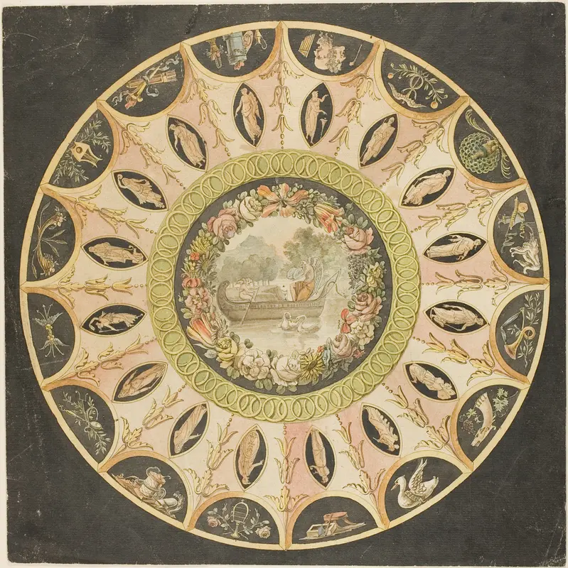 Design for a Circular Ceiling Decoration Wall Art by Unknown Florentine - High-Resolution Digital Print