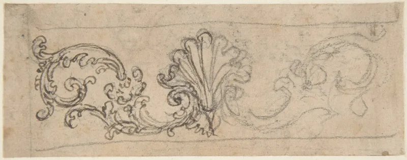 Design for a Frieze Decorated With a Palmette and Tendrils (recto); Two Designs for a Rosette (verso) Wall Art by Giovanni Battista Foggini - High-Resolution Digital Print
