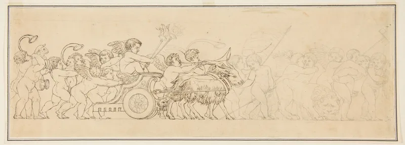 Design for a Frieze with a Procession of Putti Wall Art by Anonymous, French, 19th century - High-Resolution Digital Print
