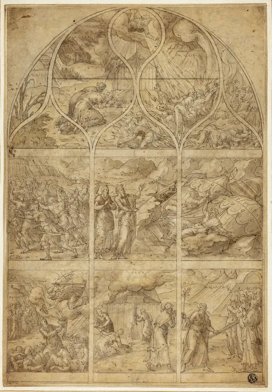 Design for a Stained Glass Window with the Story of Aaron