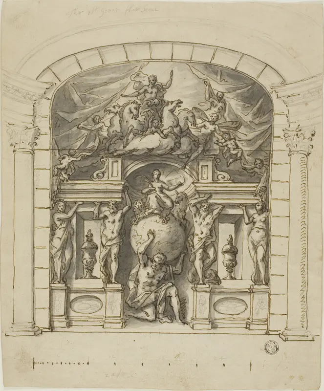Design for Stage Scenery (Hampton Court) with Mythological Figures Wall Art by James Thornhill - High-Resolution Digital Print