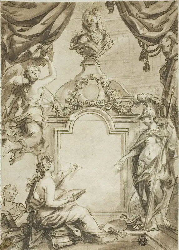 Design for Title page: Clio Taking Dictation from Minerva Wall Art by Gerard de Lairesse - High-Resolution Digital Print