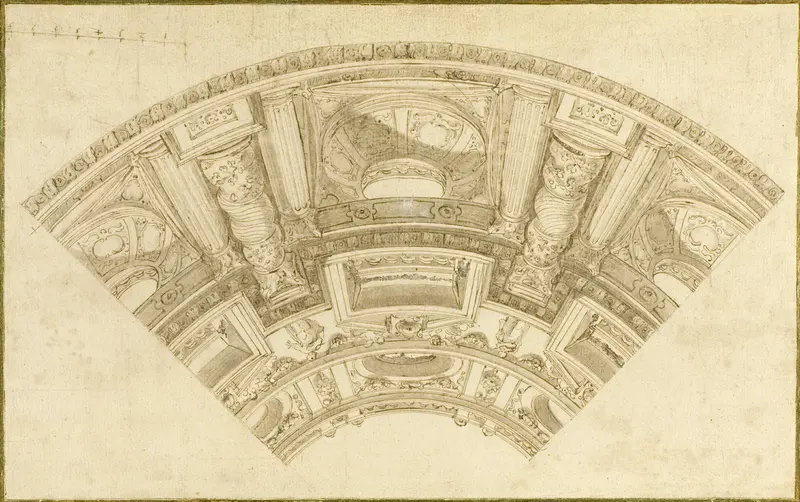 Design for Trompe l'Oeil Cupola Wall Art by Style of Andrea Pozzo - High-Resolution Digital Print
