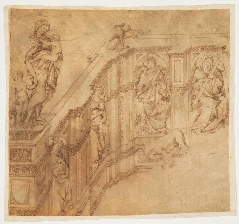Design Fragment for the Left Side of the 'Fonte Gaia' in Siena Wall Art by Jacopo della Quercia (Jacopo di Pietro d’Angelo di Guarnieri) - High-Resolution Digital Print