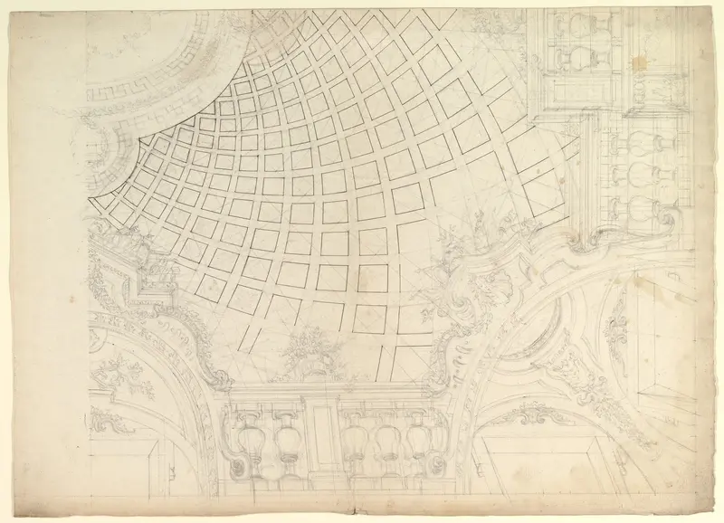 Design of a Quarter of Cupola Wall Art by Anonymous, Italian, Piedmontese, 18th century - High-Resolution Digital Print