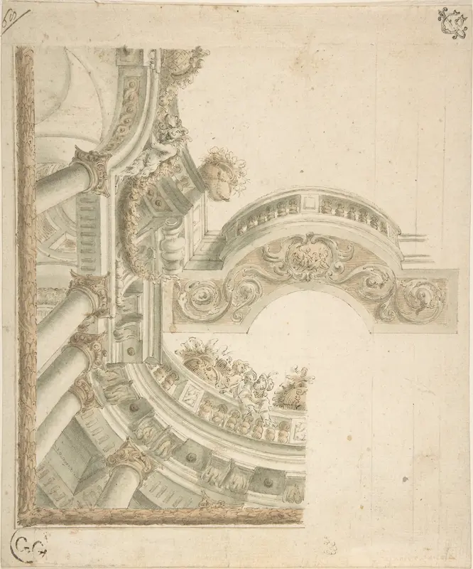 Design of Ceiling and Balustrade Wall Art by Anonymous, Italian, 18th century - High-Resolution Digital Print