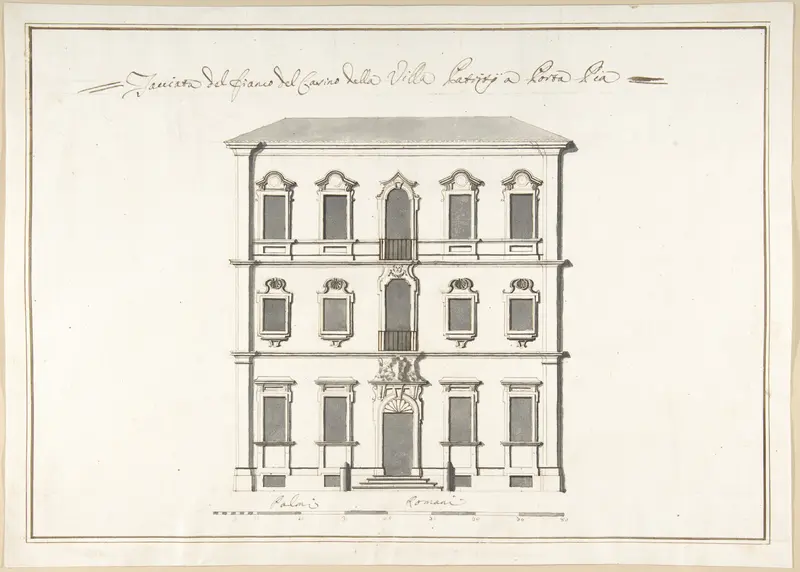 Design of the Side Elevation for the Casino of the Villa Patritj [Patritii] at Porta Pia Wall Art by Pietro Paolo Coccetti (Cocchetti) - High-Resolution Digital Print
