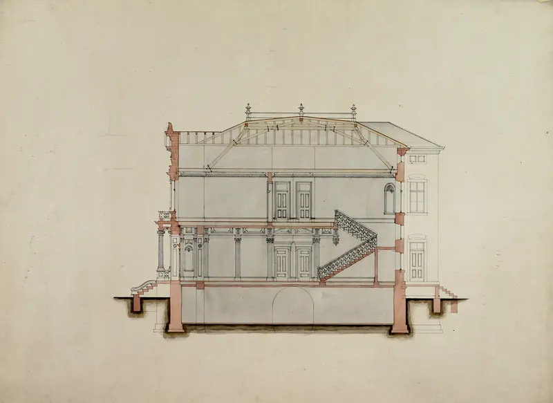 Design Studies, Section Through House, Presentation Wall Art by Carl (Charles) J. Furst - High-Resolution Digital Print