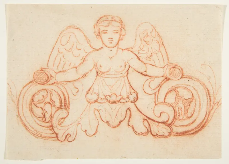Design with Winged Female Figure Wall Art by Anonymous, French, 19th century - High-Resolution Digital Print