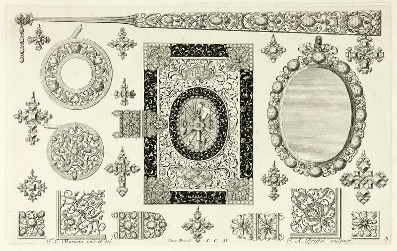 Designs for Jewelry Wall Art by Johann Adreas Pfeffel, I - High-Resolution Digital Print