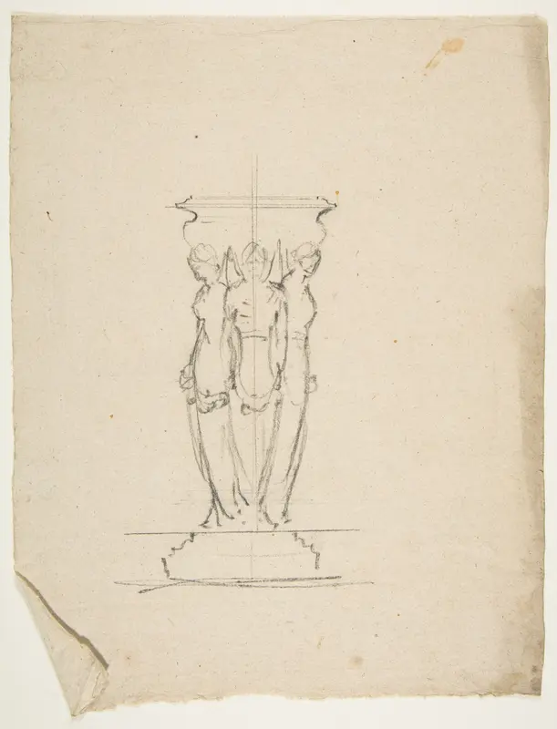 Desing for a base or support with three female figures Wall Art by Anonymous, French, 19th century - High-Resolution Digital Print