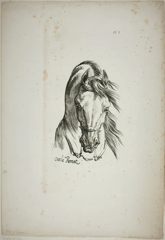 Detail of Horse's Head, Enlarged to Triple Size, Norman Royal Guard, No. 1 Wall Art by Carle Vernet - High-Resolution Digital Print