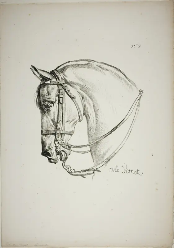 Detail of Horse's Head, Enlarged to Triple Size, Norman Royal Guard, No. 2 Wall Art by Carle Vernet - High-Resolution Digital Print