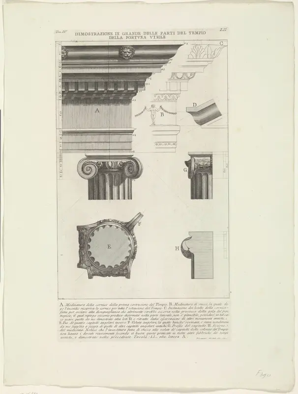Details van de Tempel van Portunus te Rome Wall Art by Unknown - High-Resolution Digital Print