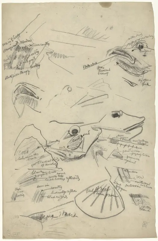 Detailstudies van een poon, met kleurnotities Wall Art by Gerrit Willem Dijsselhof - High-Resolution Digital Print