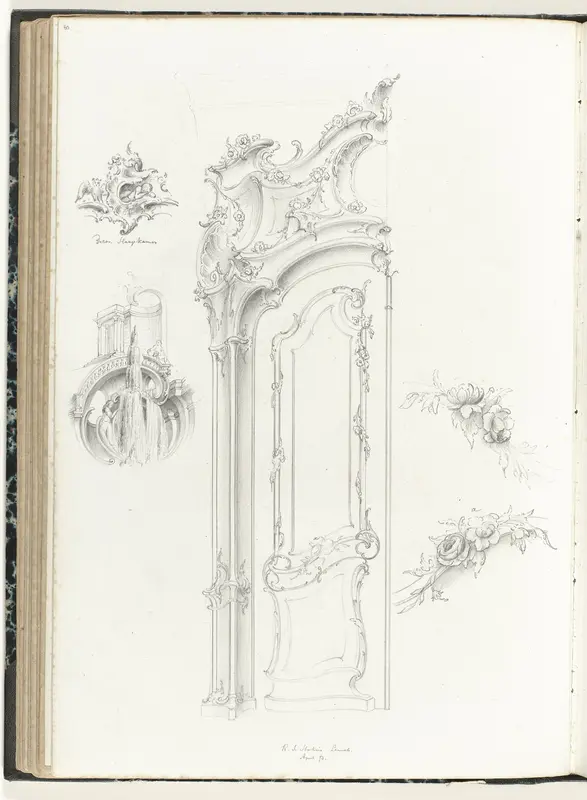 Deur(?), fontein en drie details Wall Art by anonymous - High-Resolution Digital Print