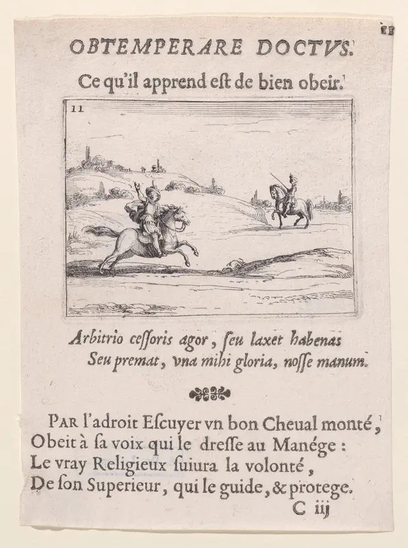 Deux Écuyers (Two Squires), plate 11 from "Lux Claustri ou La Lumière du Cloitre" (The Light of the Cloisters) Wall Art by Jacques Callot - High-Resolution Digital Print