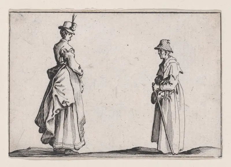 Deux Femmes De Profil (Two Women in Profile), from "Les Caprices" Series A, The Florence Set Wall Art by Jacques Callot - High-Resolution Digital Print