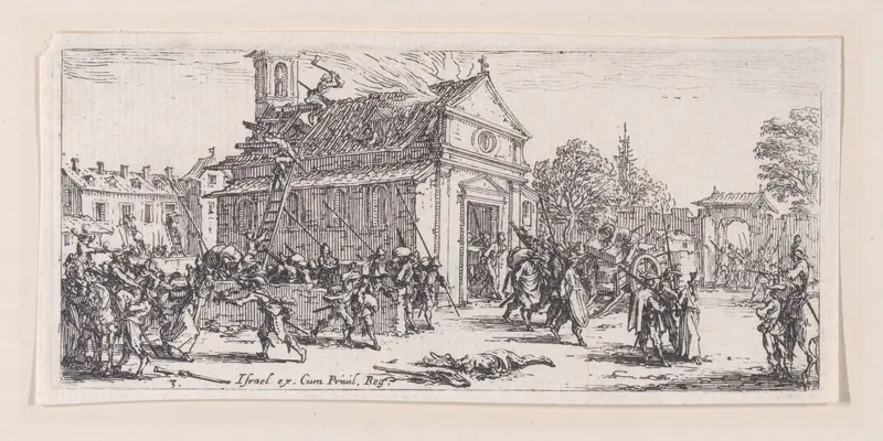 Dévastation d'un Monastère (Devastation of a Monastery), plate 3 from "Les Petites Misères de la Guerre" (The Little Miseries of War) Wall Art by Jacques Callot - High-Resolution Digital Print