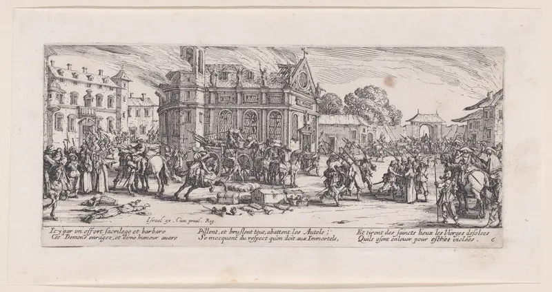 Dévastation d'un Monastère (Devastation of a Monastery), plate 6 from "Les Misères et les Mal-Heures de la Guerre" (The Miseries and Misfortunes of War) Wall Art by Jacques Callot - High-Resolution Digital Print