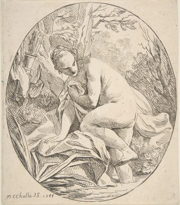 Diana at the Bath Wall Art by Charles Michel Ange Challe - High-Resolution Digital Print