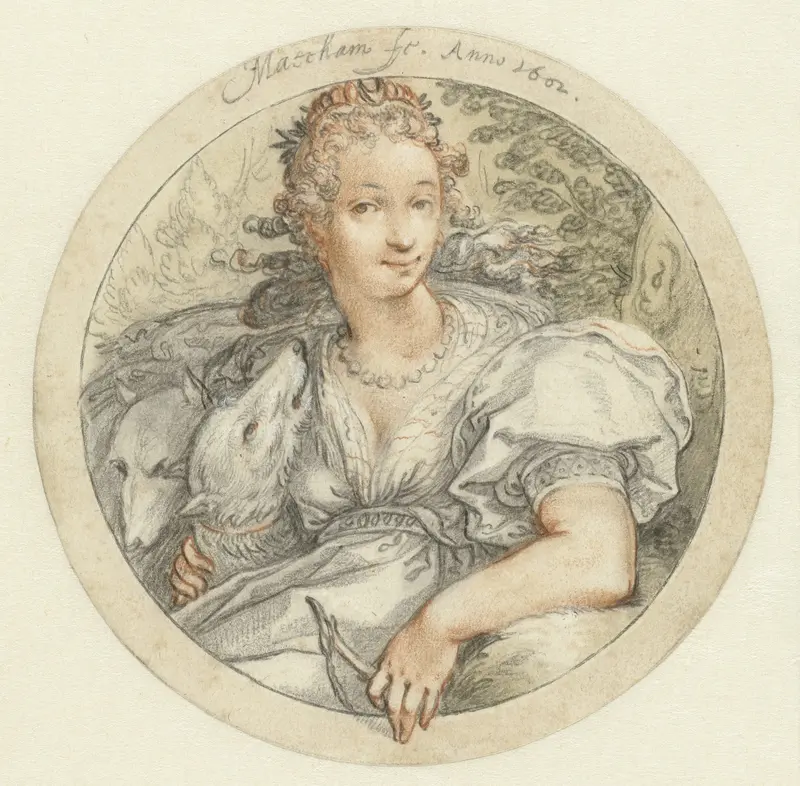 Diana in een ronde omlijsting Wall Art by Jacob Matham - High-Resolution Digital Print