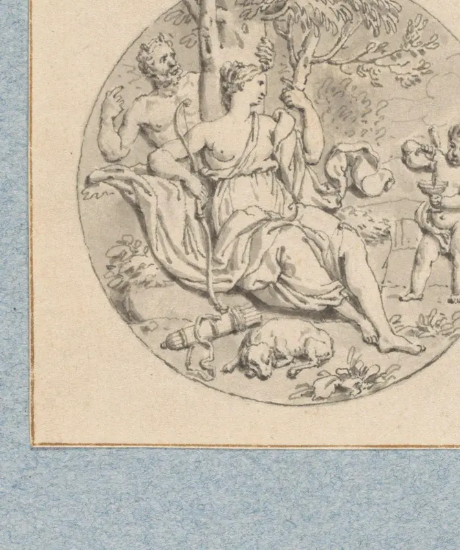 Diana met sater en Cupido (in doos met 43 tekeningen) Wall Art by Louis Fabritius Dubourg - High-Resolution Digital Print