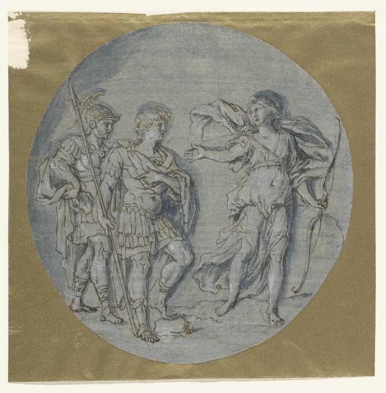 Diana spreekt tot Aeneas en Achates Wall Art by Ludovico Gimignani - High-Resolution Digital Print