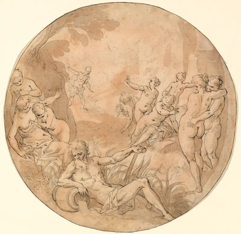 Diana Surprised at her Bath Wall Art by Hans Rottenhammer I - High-Resolution Digital Print