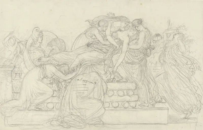 Dido op de brandstapel gelegd en beweend Wall Art by Anne-Louis Girodet-Trioson - High-Resolution Digital Print