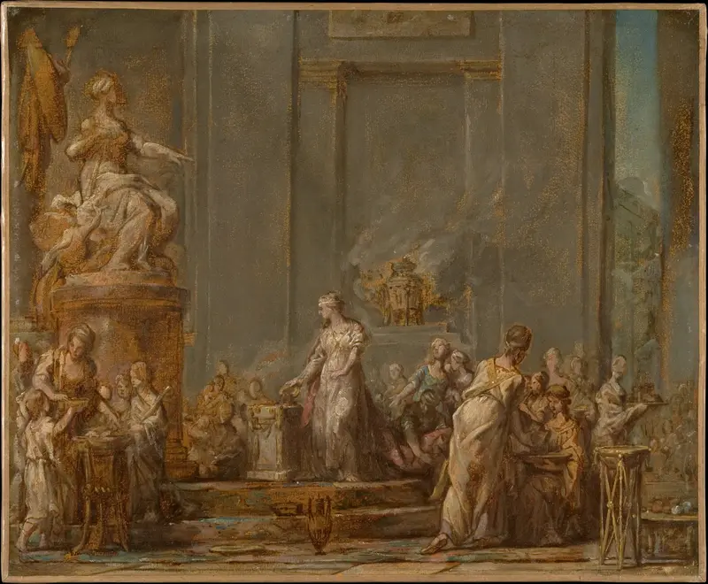 Dido's Sacrifice to Juno Wall Art by Jean Bernard Restout - High-Resolution Digital Print