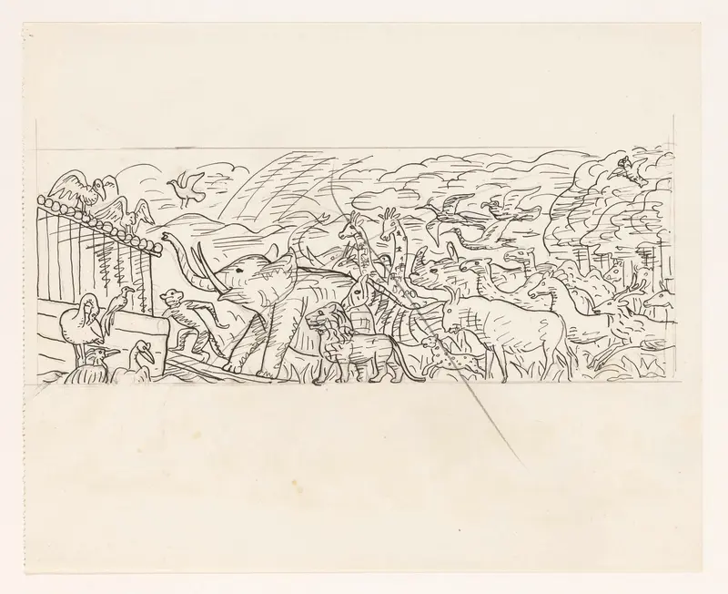 Dieren die inschepen in de ark van Noach Wall Art by Leo Gestel - High-Resolution Digital Print