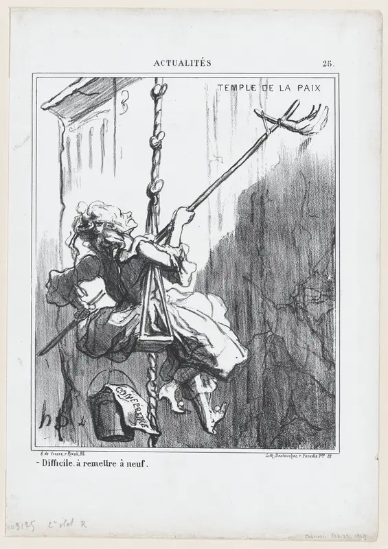 Difficult to restore it to be like new, from 'News of the day,' published in Le Charivari, February 22, 1869 Wall Art by Honoré Daumier - High-Resolution Digital Print