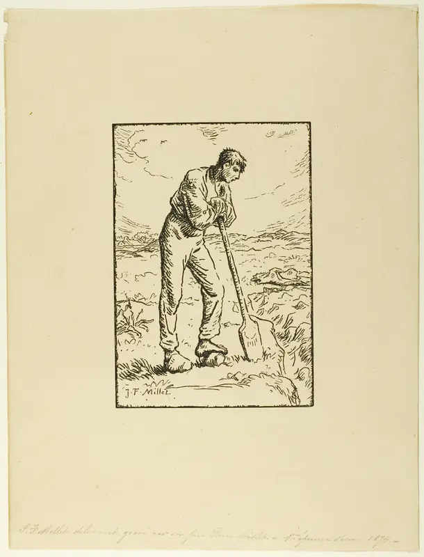 Digger Leaning on His Spade Wall Art by Pierre Millet - High-Resolution Digital Print